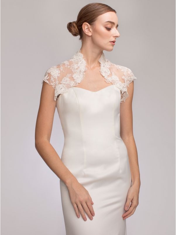Embroidered Cap Sleeves Bridal Jacket