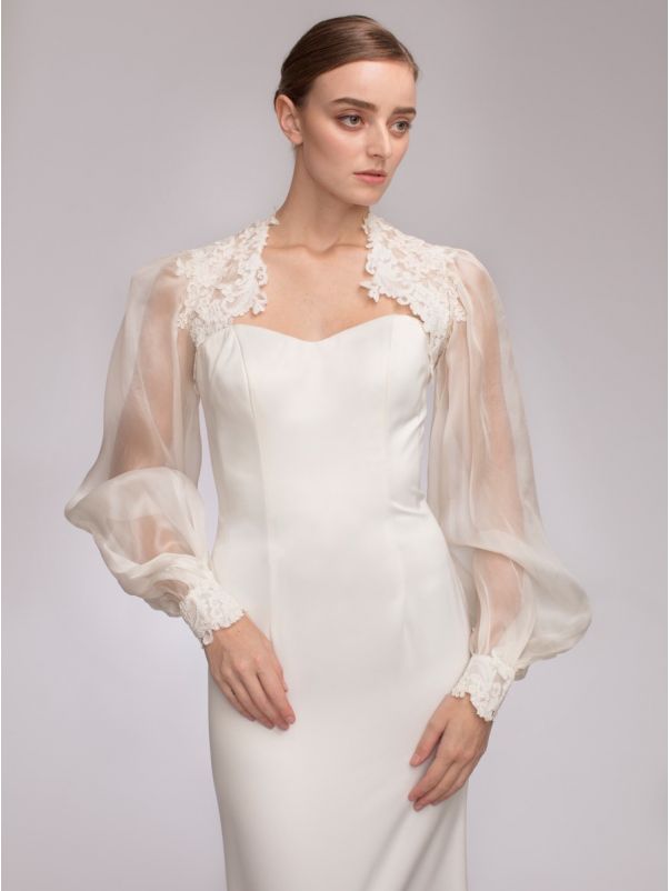 Bishop Sleeves Silk Organza Bridal Jacket
