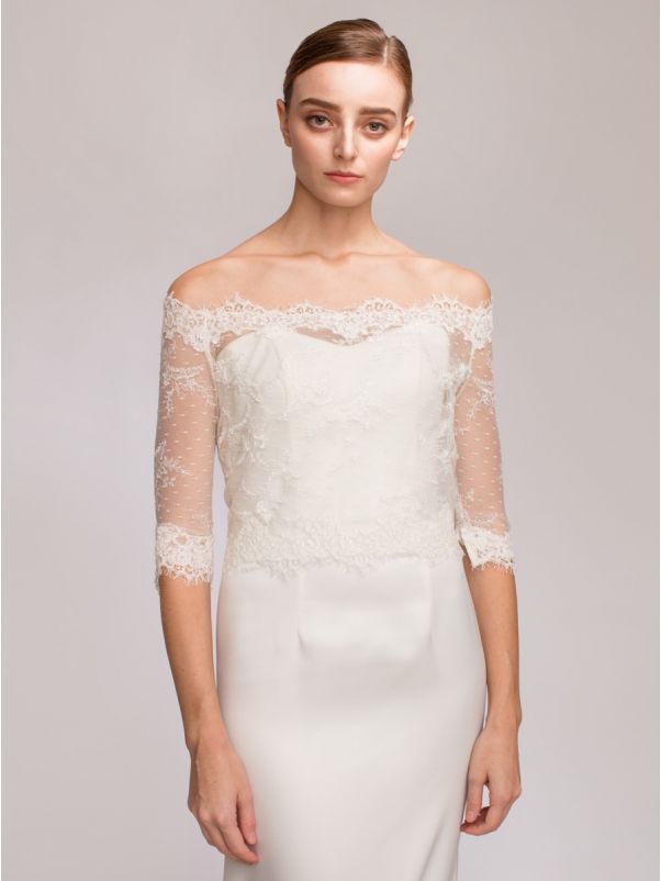 Off-Shoulder Bridal Lace Jacket