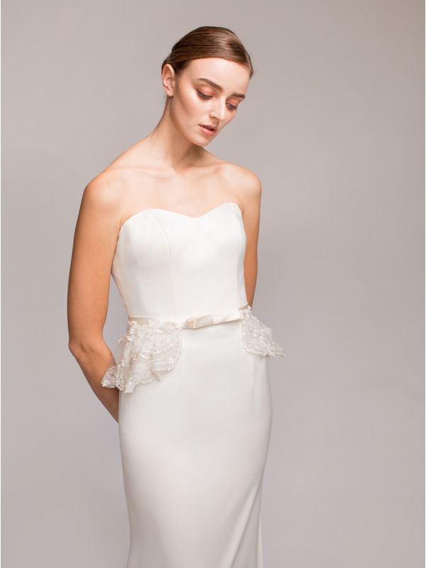 Embellished Satin Peplum Belt