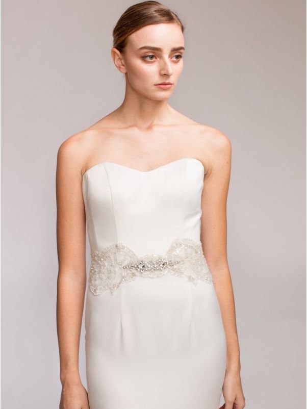 Embellished Bridal Belt with Ribbon Back