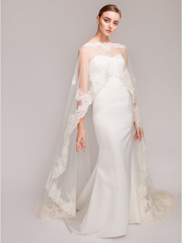 Embroidered Tulle Cape